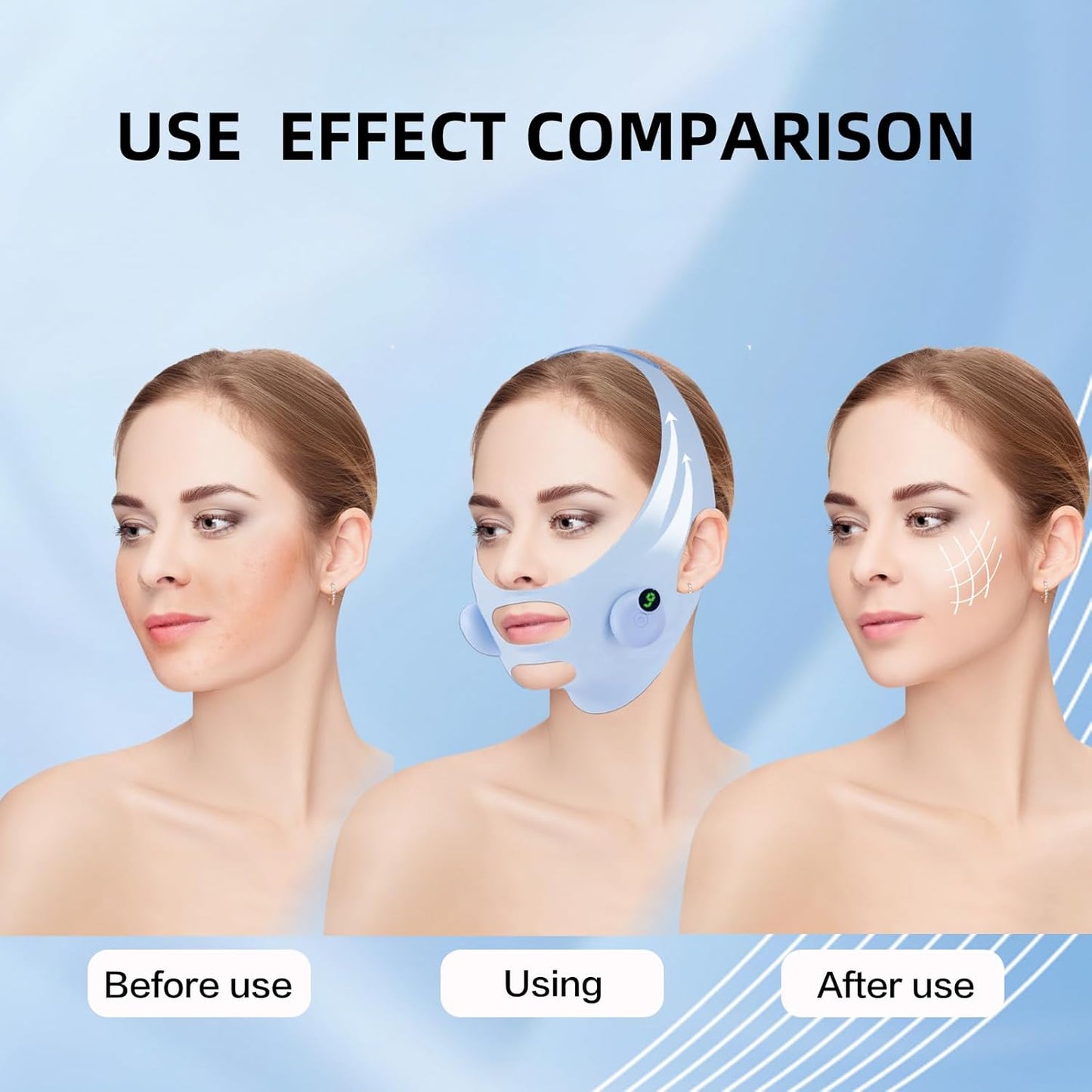 V-Shaped Face Machine Double Chin Reducer, Electric Double Chin Reducer & Face Lifting Device with 6 Modes 9 Intensity Levels