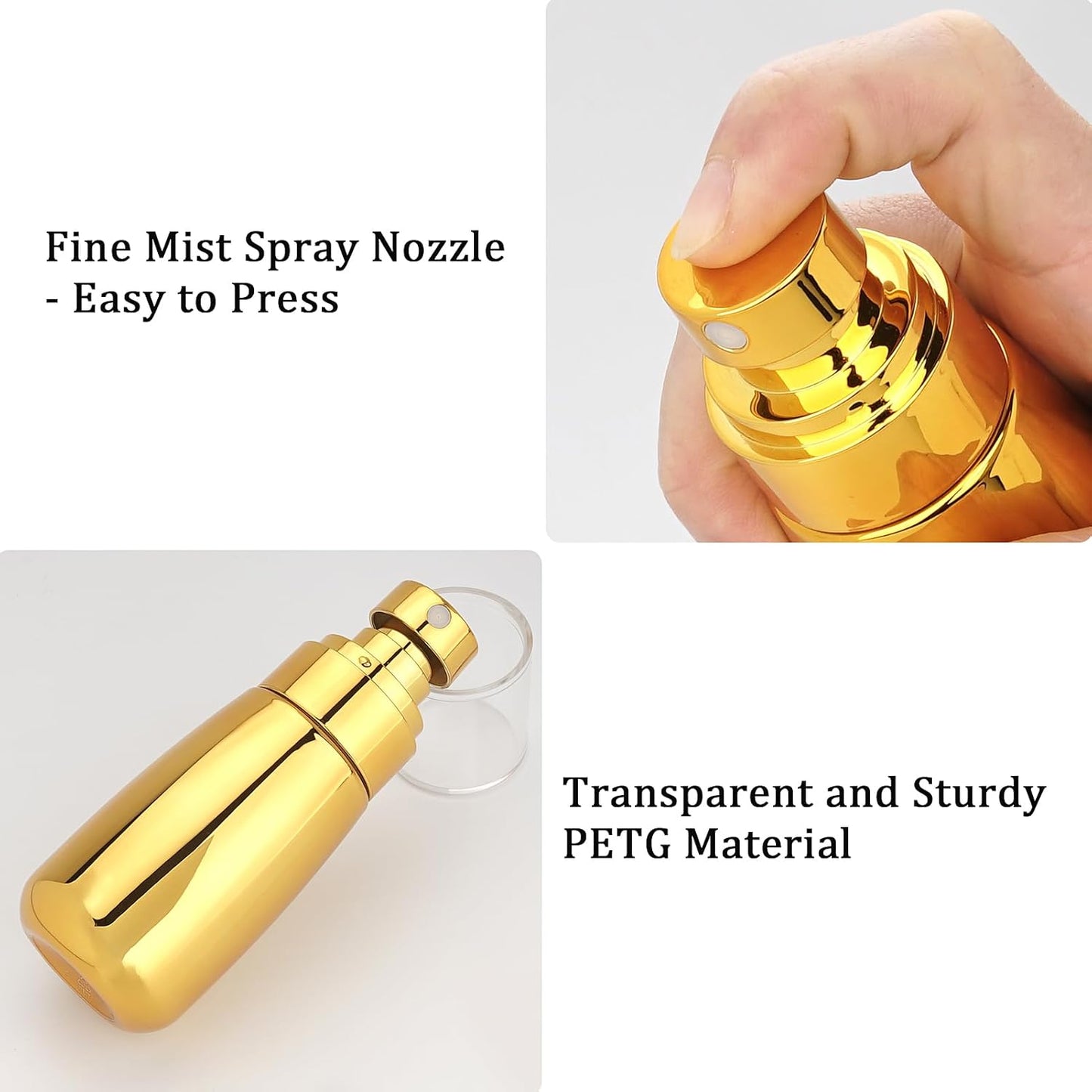 Cosywell Fine Mist Spray Bottle TSA Approved 3 Pack 2oz 60ml Leak Proof Travel Spray Bottle Empty Plastic Refillable Containers for Hair Perfume Toners Rose Water Cosmetics(Gold+Green+Pink)