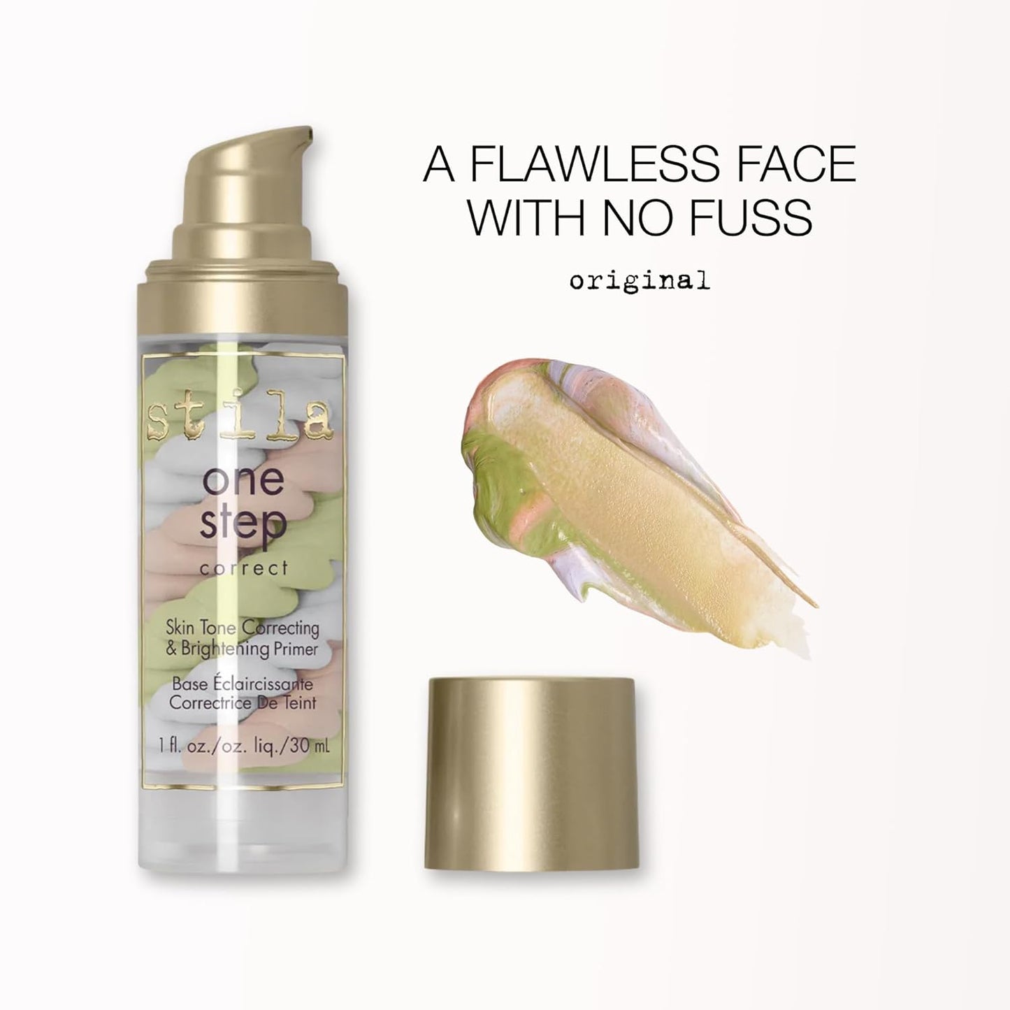 stila One Step, Color Corrector & Brightening Primer Facial Serum to Even Skin Tone, Moisturize & Hydrate, Oil-Free Makeup 1 Fl. Oz.