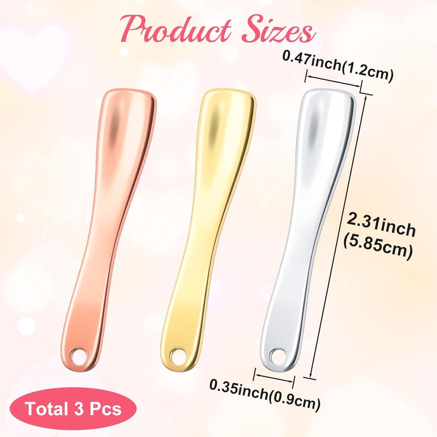 3 Pcs Facial Spatula Sticks Mini Metal Makeup Spatulas Tiny Skincare Cosmetic Spoons Reusable Face Eye Cream Lotion Applicator Tools Facial Massage Sticks for Women Girls