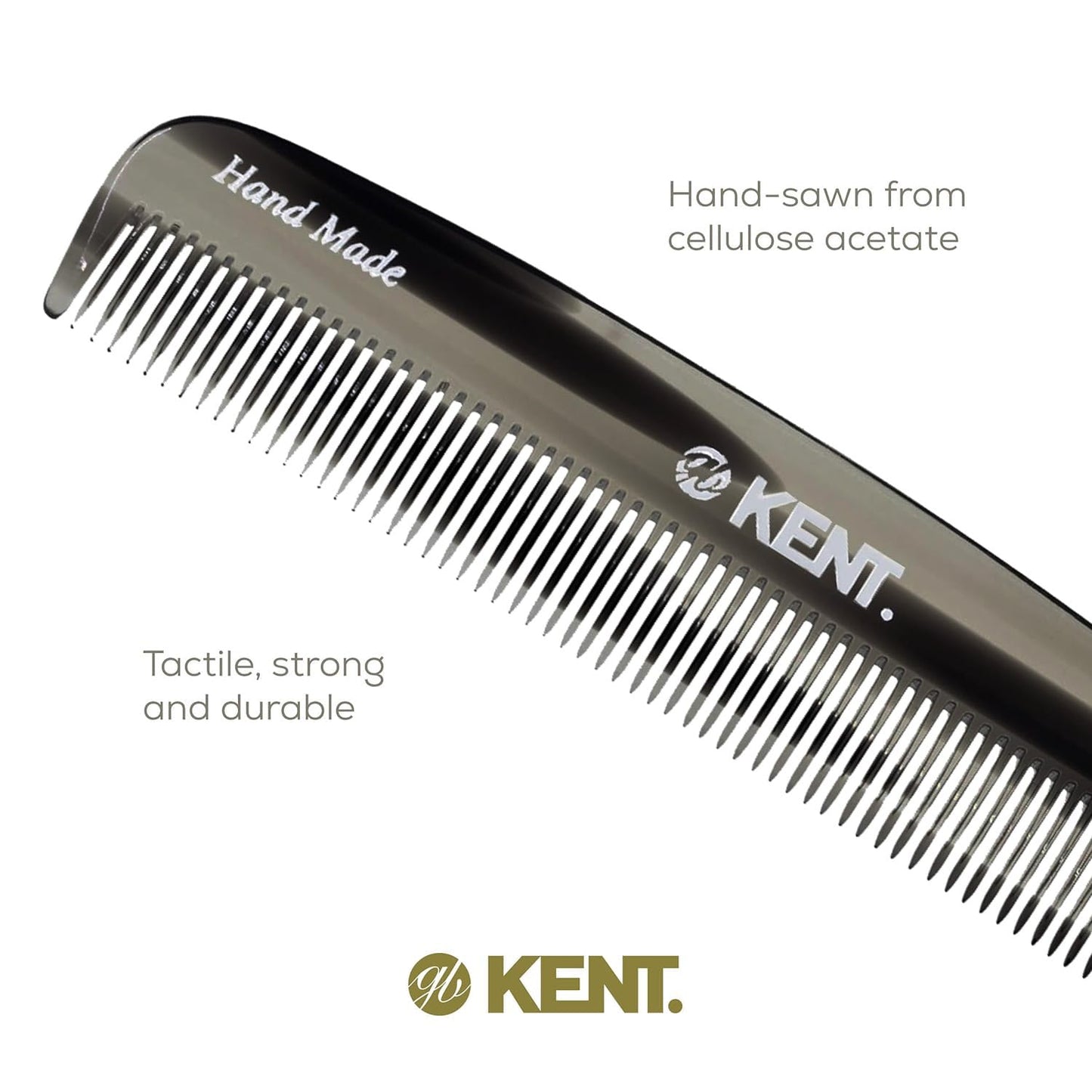 Kent 7T G All Fine Tooth Pocket Comb - Handmade Grooming Comb for Styling, Travel, Mustache and Beard Care - Saw Cut and Hand Polished