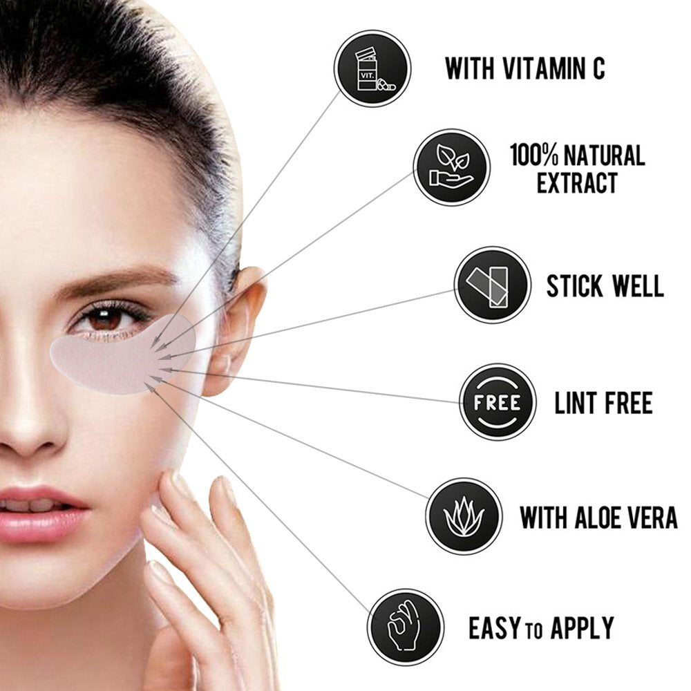 100 Pairs Set Under Eye Pads Disposable Eye Gel Patches for Eyelash Extensions Tool Kit, Pink Film