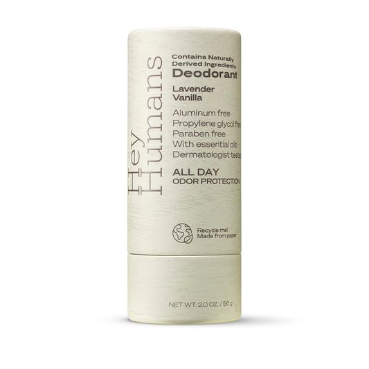 Hey Humans Deodorant, Aluminum Free Deodorant for Women and Men, Contains Naturally Derived Ingredients, All Day Odor Control, Refreshing Deodorant Essential Oils, Lavender Vanilla