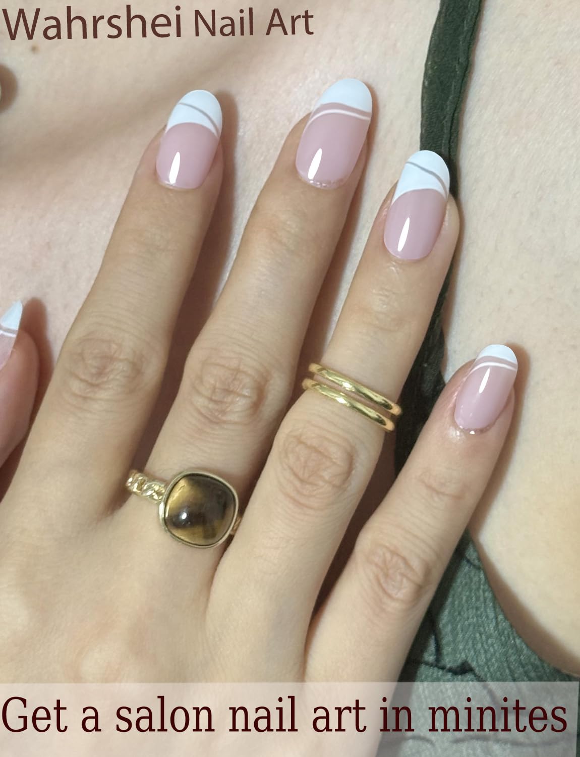 Semi Cured Gel Nail Strips, Irregular French, Glitter 20pcs Gel Nails Sticker for Home Nails DIY