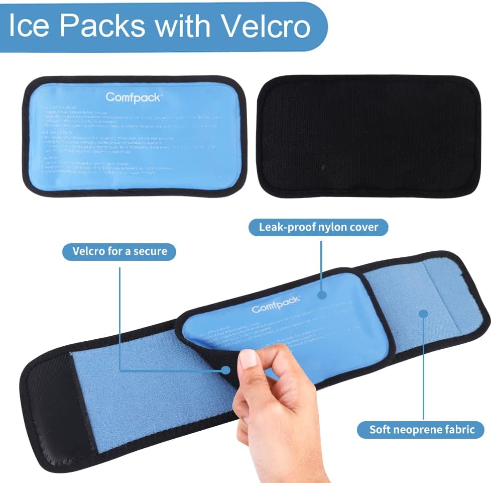 Cold Therapy Wrap with 2 Packs for Pain Relief, Reusable Gel Ice Packs for Foot Plantar, Wrist, Ankle, Great for Sprains, Muscle Pain, Bruises, Injuries