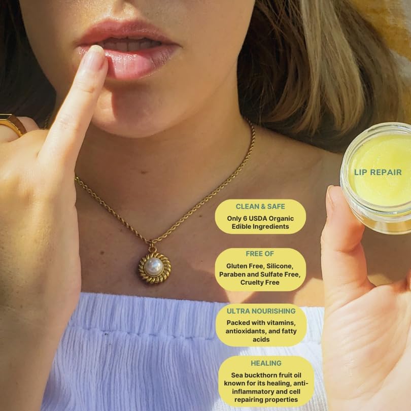 All Natural Lip Balm Hydrating - 0.5 oz Moisturizing Lip Repair for Dry Cracked Lips, Chapped Lips Moisturizer for Women with Shea Butter, Antioxidants & Plant-Based Oils, Certified Organic, Unscented