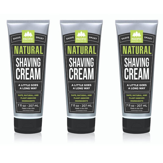 Pacific Shaving Company Natural Shaving Cream - Shea Butter + Vitamin E Shave Cream for Hydrated Sensitive Skin - Clean Formula for a Smooth, Anti-Redness + Irritation-Free Shave Cream (7 Oz, 3 Pack)