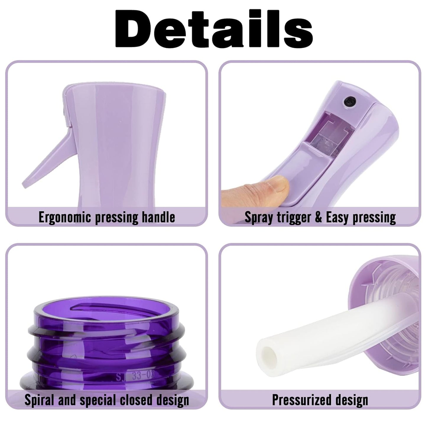 Spray Bottle for Hair (6.8OZ /200ML) Continuous Ultra Fine Mist Sprayer for Hair, Salons, Barber, Plants, Skin Care, Cleaning 1 Pack CLEAR PURPLE