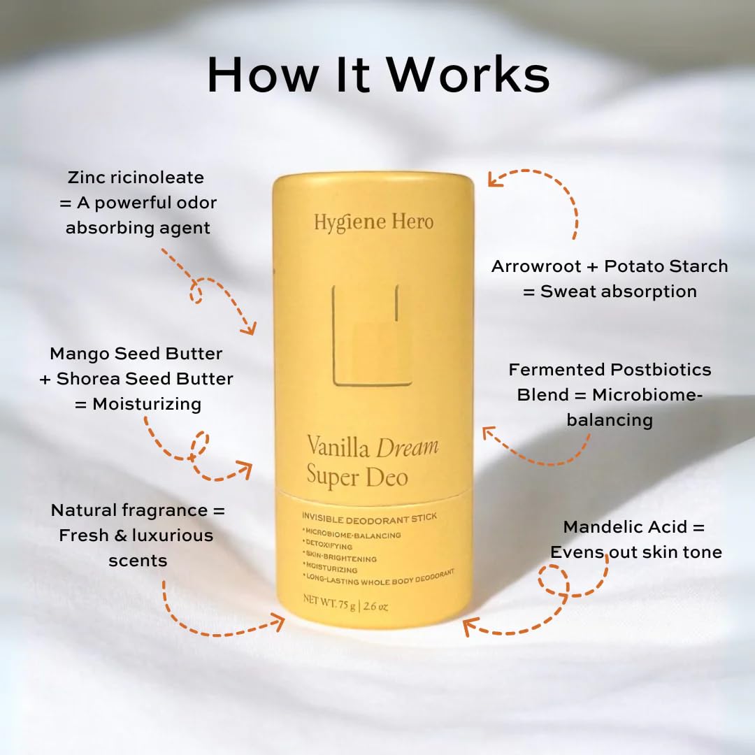 Super Deo - Vanilla Dream | Invisible Deodorant Stick | Natural Deodorant for Men and Women | Aluminium Free | Mitigate Ingrown Hair | Citrus and Vanilla Scent