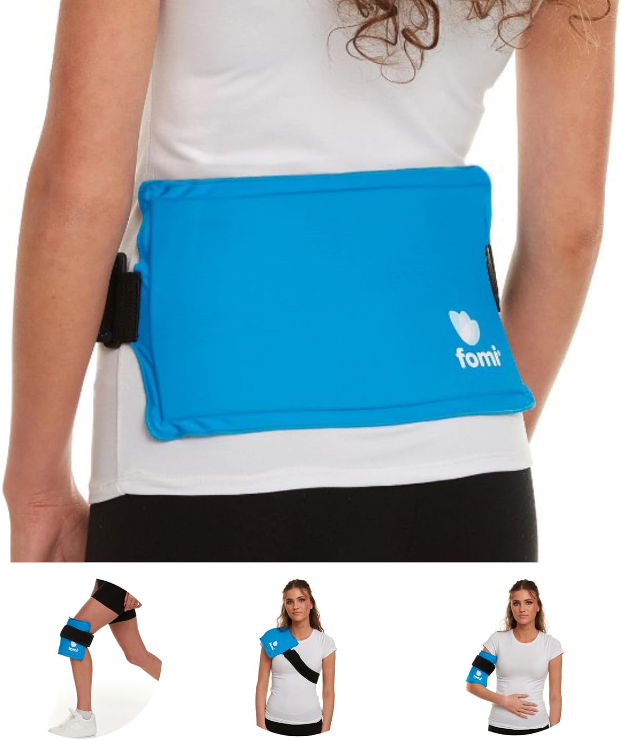 Premium Hot Cold Solid Gel Ice Pack by FOMI Care | Cool Compress for Lower Back, Shoulder, Knee, Stomach | Coccyx, Sciatica, Tailbone Pain Relief | Flexible, Reusable Heating Pad | Adjustable