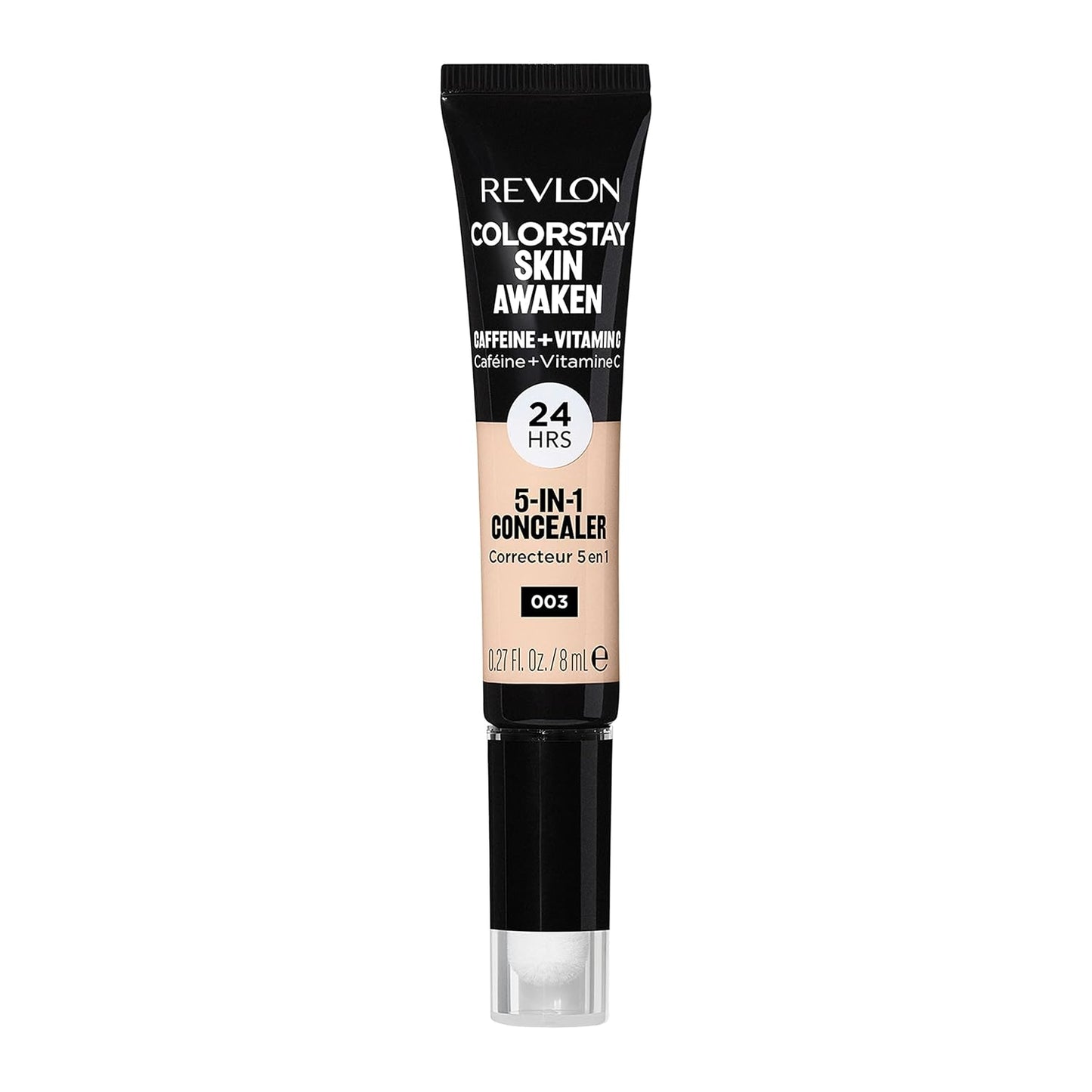 Revlon ColorStay Skin Awaken 5-in-1 Concealer, Lightweight, Creamy Longlasting Face Makeup with Caffeine & Vitamin C, For Imperfections, Dark Circles & Redness, 003 Cool Ivory, 0.27 fl oz