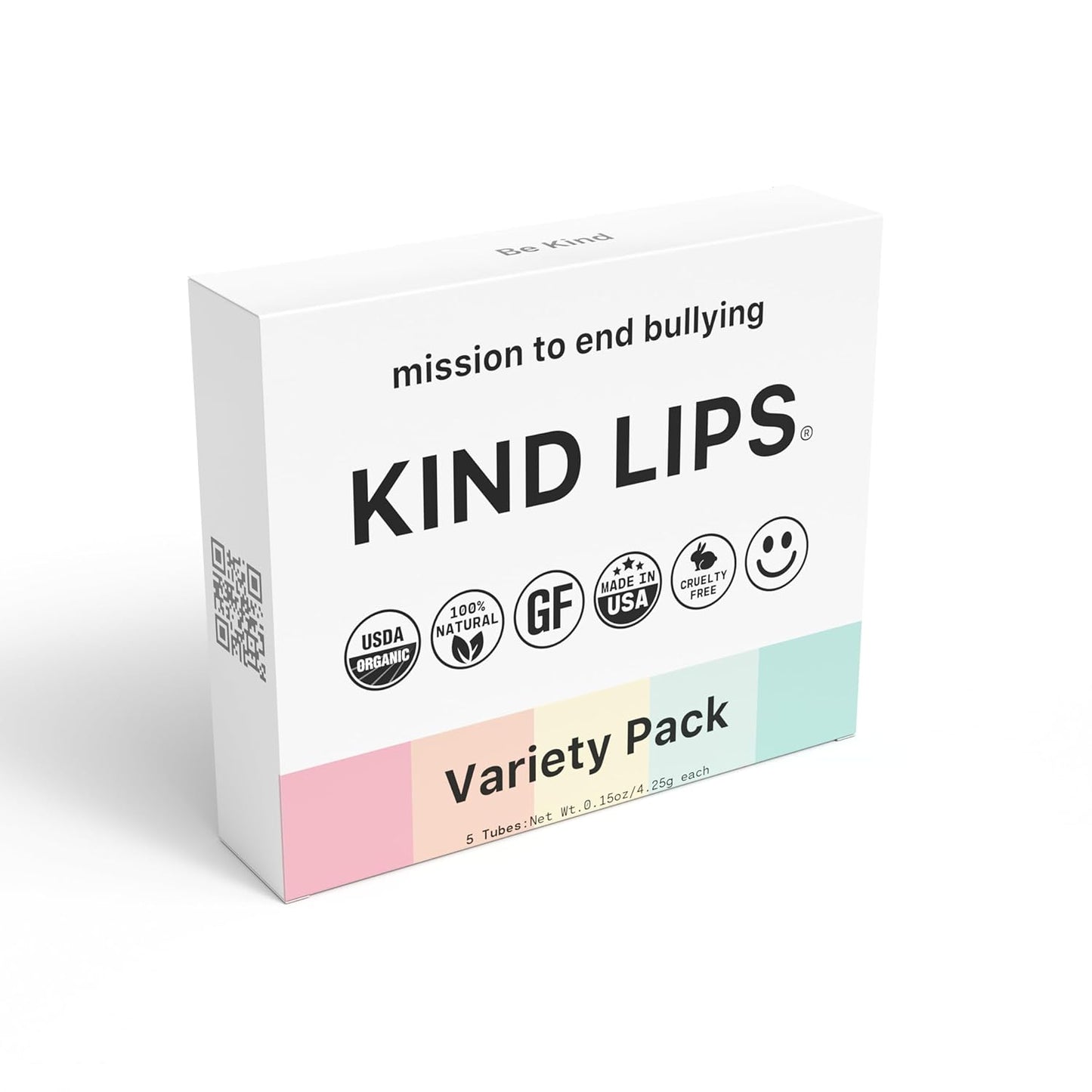 Kind Lips Variety Lip Balm 5-Pack - USDA Organic, Sweet Mint, Vanilla Lemon, Georgia Peach, Strawberry, Watermelon Gift Set | Gluten-Free, Cruelty-Free