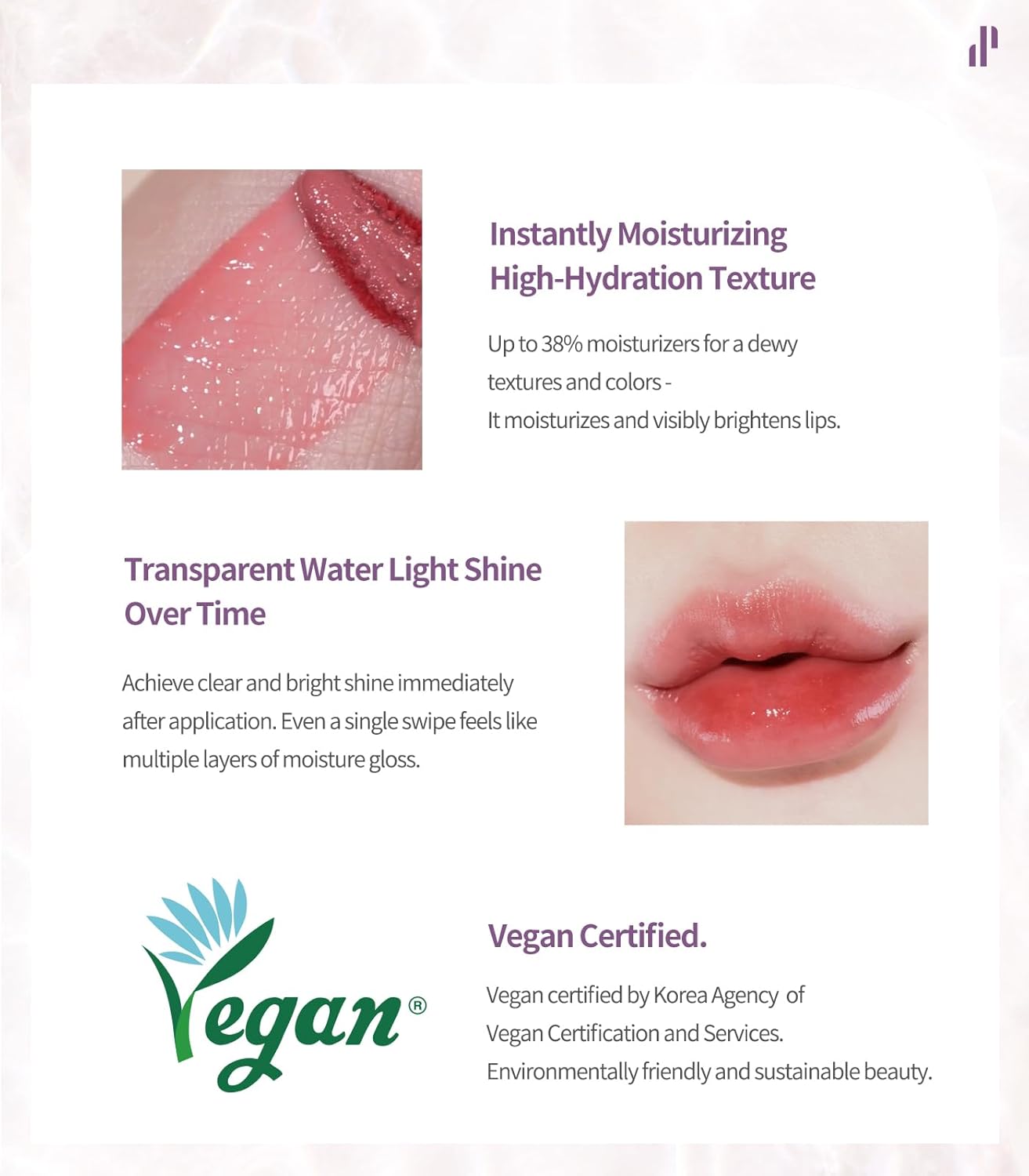 Heart Percent Dote On Mood Pure Glow Tint, Watery & Lightweight Moisturizing Lip Stain Long Lasting Liquid Lipstick 6.8g, #14. Magenta Dew