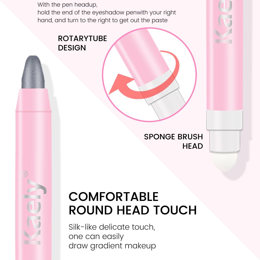 Kaely 2in1 Cream Eye Shadow Brightener Sticks for Eyes, Pencil Eyeshadow Applicator Stick Waterproof Pigmented, Eye Shadow Palette Highlighter Makeup, sombras para ojos, 02 Dazzling Grey Shimmer