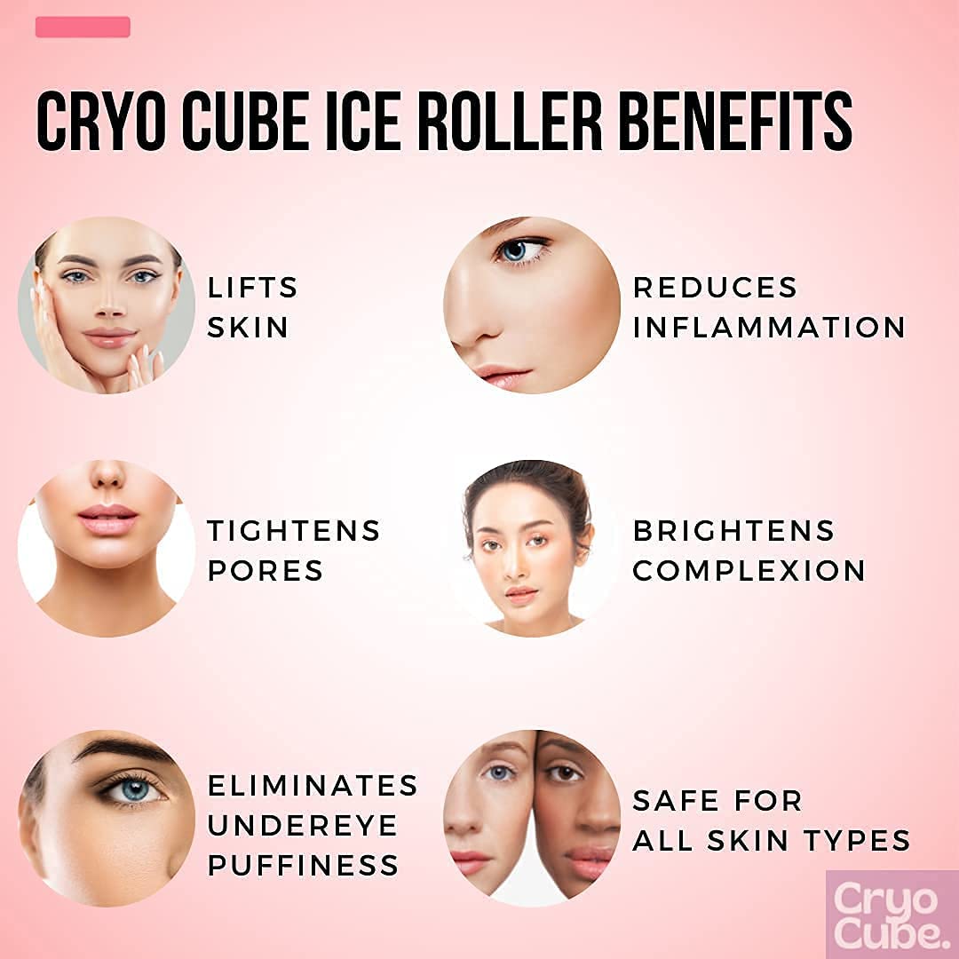 Ice Roller for Face, Eyes and Neck Naturally tone and tighten skin, de-puff eye bags, add a healthy glow Cryotherapy for face and neck which helps enhance skin elasticity (Pack of 1)