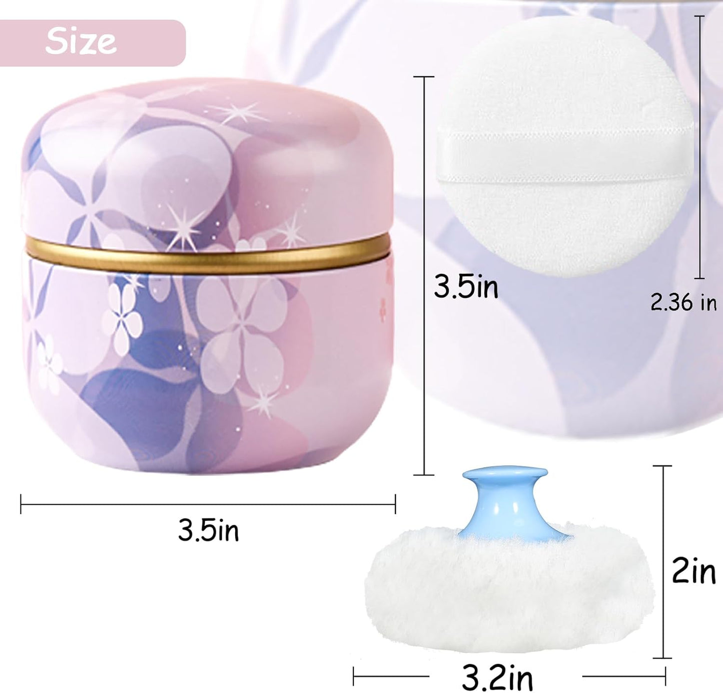 WEMEGA Body Powder Case with Powder Puff Powder Container Tea Box for Baby and Women Powder Puff and Powder Case for Travel (Flower Story1)