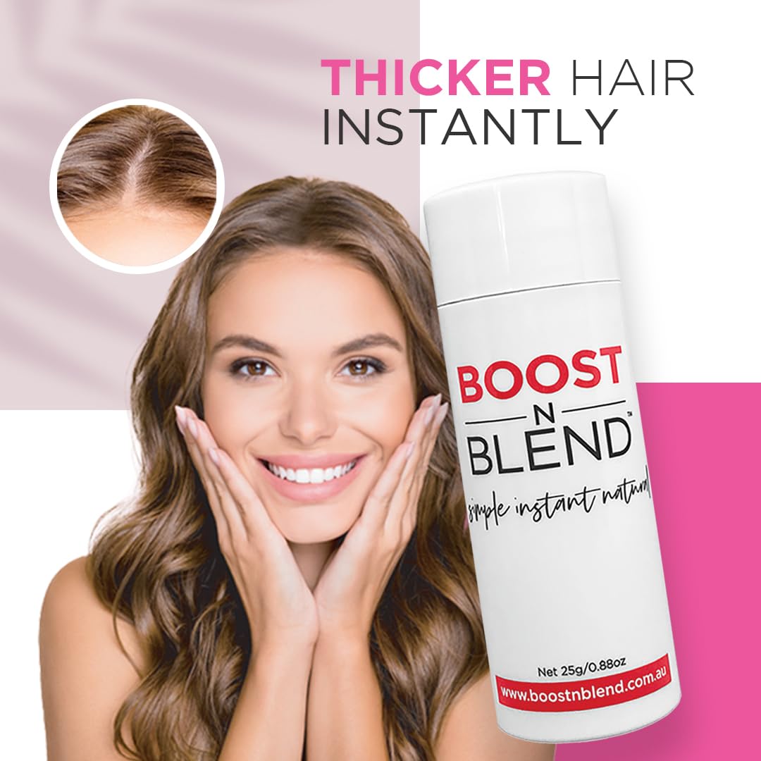 BOOST N BLEND Hair Fibers for Thinning Hair, Cotton Hair Volumizer for Women (25g/0.88oz) - Warm Cinnamon Brown
