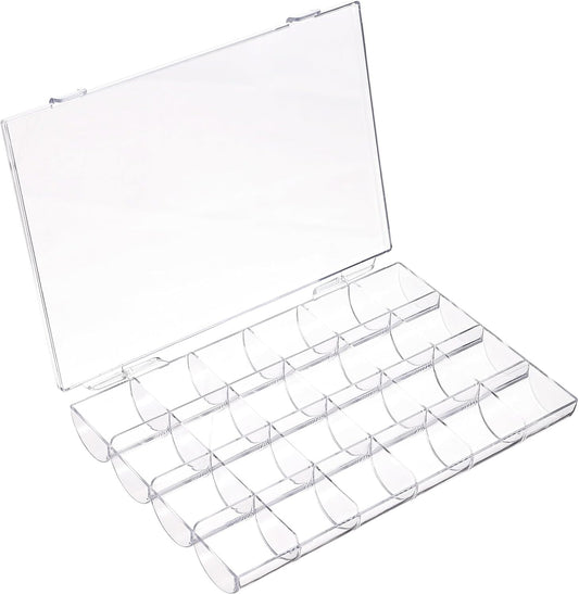 24 Grids Plastic Bead Organizer Box, Acrylic Jewelry Box Organizer Container Nail Rhinestone Display Case for Craft Beads Jewelry Small Parts Sewing Items (Clear)