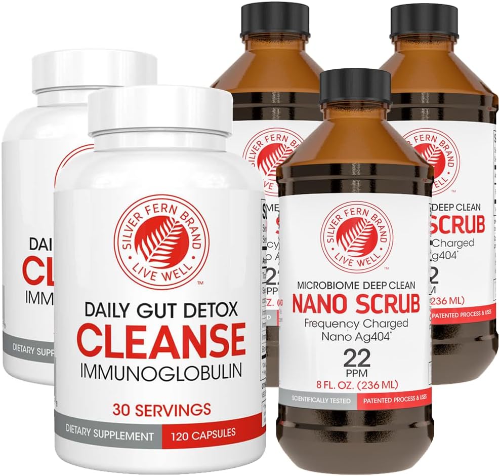 Silver Fern Brand Ultimate Clean-Up Kit - Moderate to Severe Issues - Cleanse Capsules & Nano Scrub Liquid, I Kit, 30 Day Supply, No Gluten, No Dairy, Made in USA