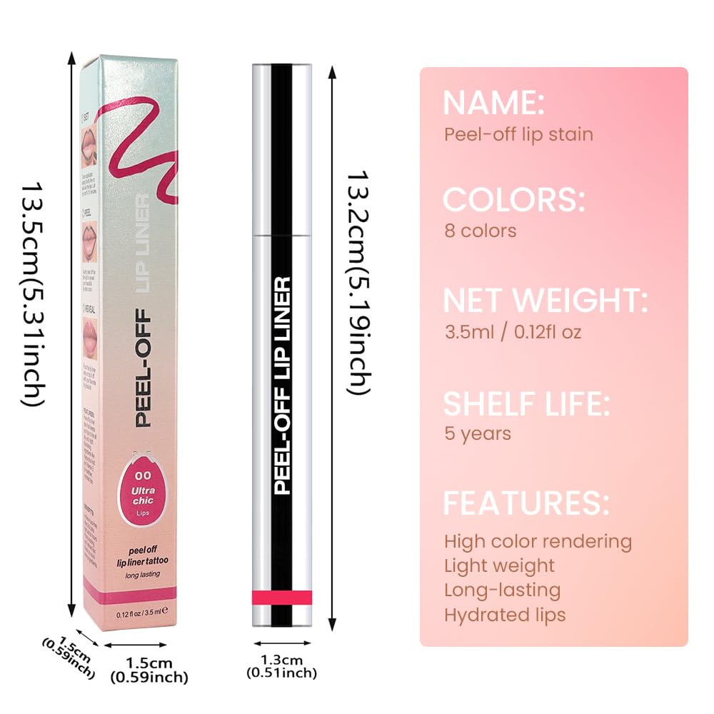 Matte Liquid Lip Stain Peel Off Lip Liner Tattoo - Delicate Pink, Waterproof Smudge-Proof Lip Gloss, Long-Lasting Non-Stick Cup Formula, Natural Peel Off Design for All Skin Types, #00