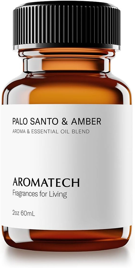 AromaTech Palo Santo & Amber Premium Aroma Oil – Grounding & Inspiring Home Fragrance with Notes of Clary Sage & Lavandin for Scent Diffusers, Cold-Air and UltraSonic Scent Machines – 60 mL