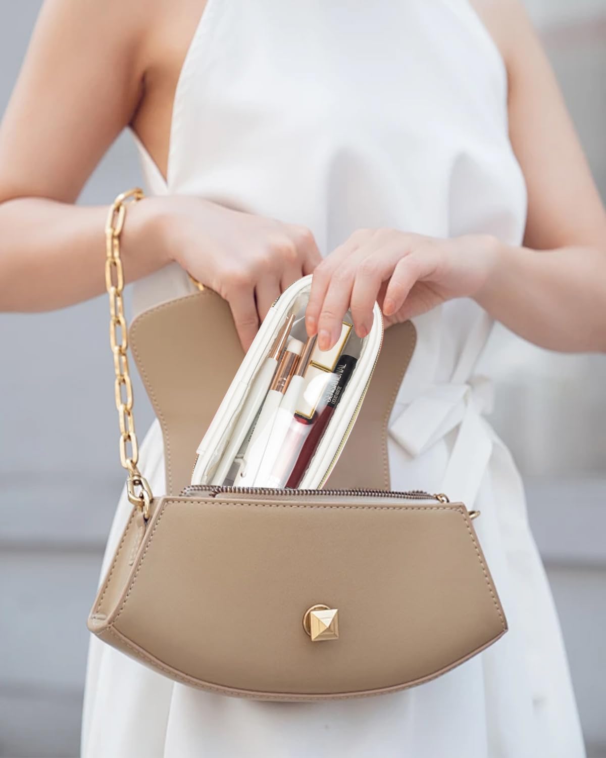 Clear Makeup Bag Small, TSA Approved Portable Toiletry Bag with Zipper Cosmetic Travel Bag Makeup Organizer Case Mini Makeup Pouch for Purse Car Organizer Bag for Women Men