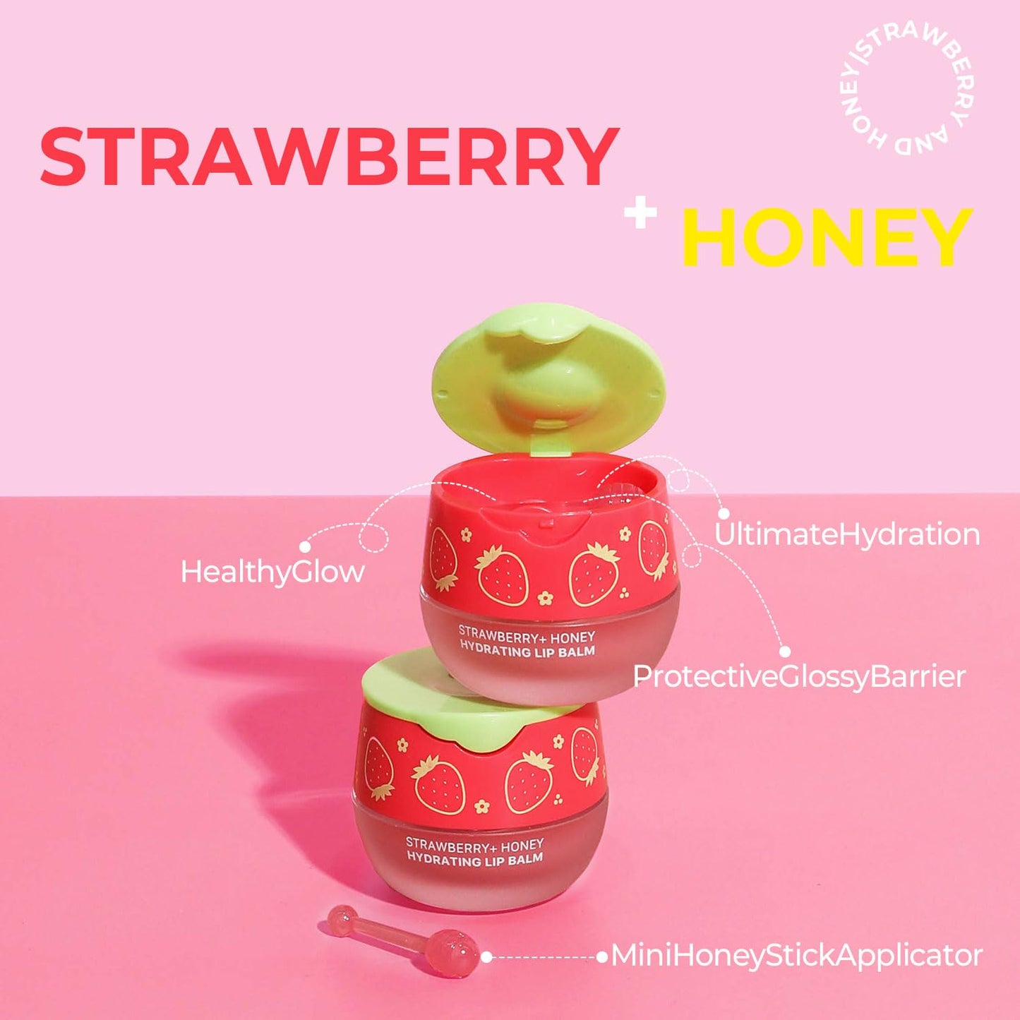 Look At Me Strawberry Honey Moisturizing Lip Balm, Natural Ingredients, Korean Skin Care, Long-Lasting Moisture, Gifts For Women (0.2 fl.oz.)