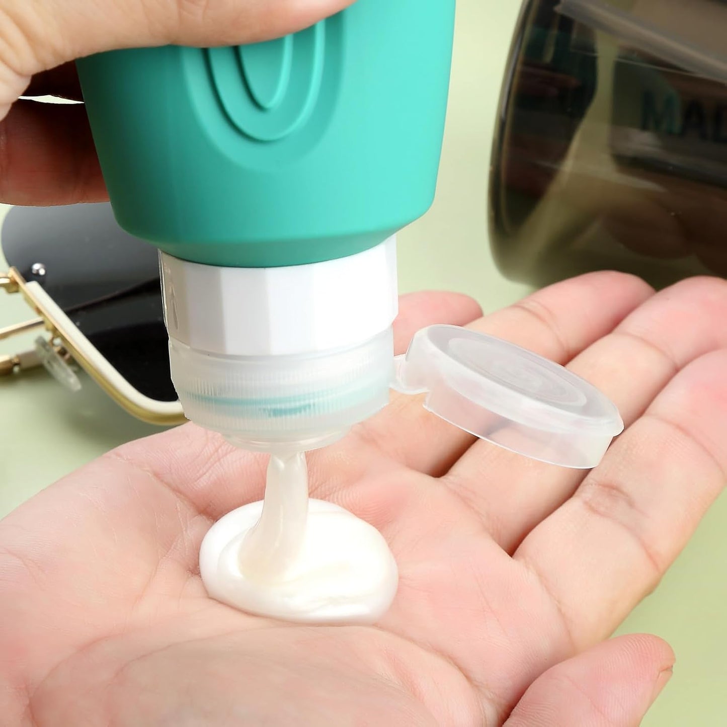 Travel Bottles for Toiletries, Large 6oz Oversize Containers, BPA Free Leak Proof Tubs Refillable Liquid Traveler Accessories with Toiletry Bag for Cometic Shampoo and Lotion Soap (4 Pack)