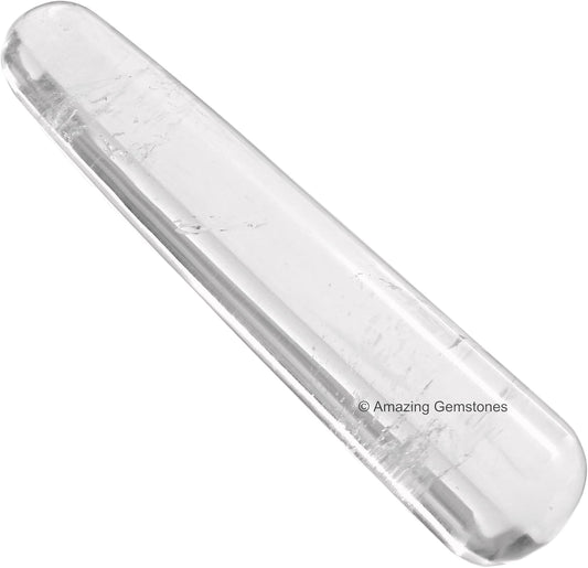 Amazing Gemstone Clear Quartz Crystal Wand Massage Stick - Pelvic Wand Gua Sha for Adults - Crystals and Healing Stones Massage Wands for Adults Gifts (Smooth)