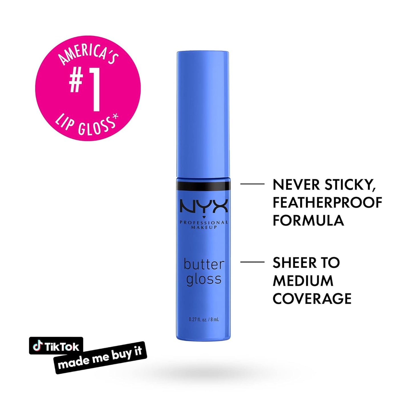 NYX PROFESSIONAL MAKEUP Butter Gloss, Non-Sticky Lip Gloss - Blueberry Tart (Periwinkle Blue) (Pack of 2)