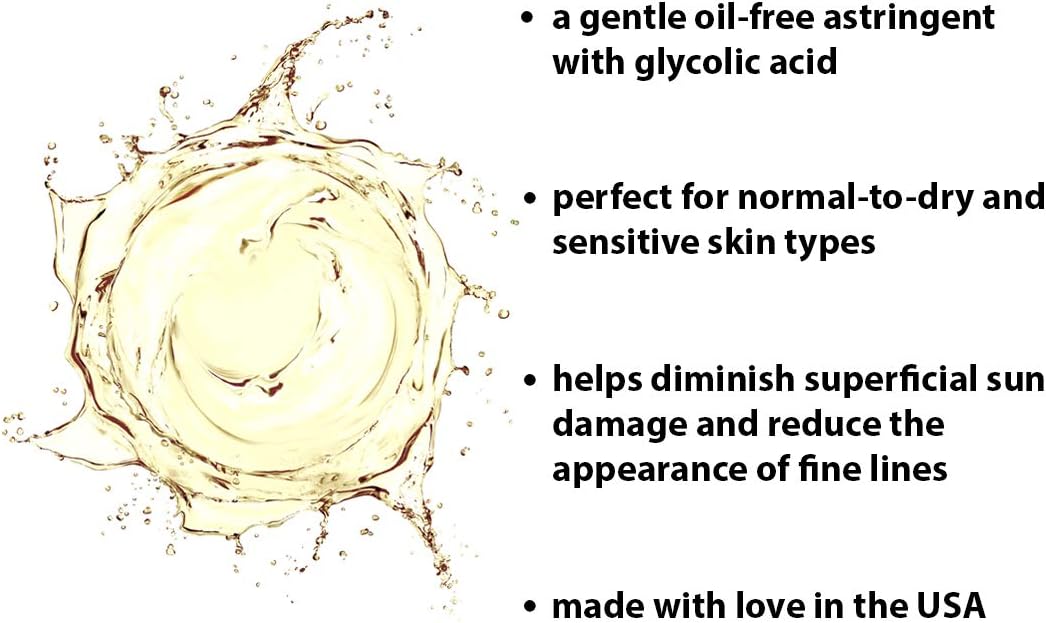 RAYA Ginseng Astringent with AHA 6 oz (G-205) | Gentle Glycolic Facial Toner for Dry and Sensitive Skin | Helps Tighten Pores, Smooth Complexion, and Reduce Fine Lines | Made with Alpha Hydroxy Acids