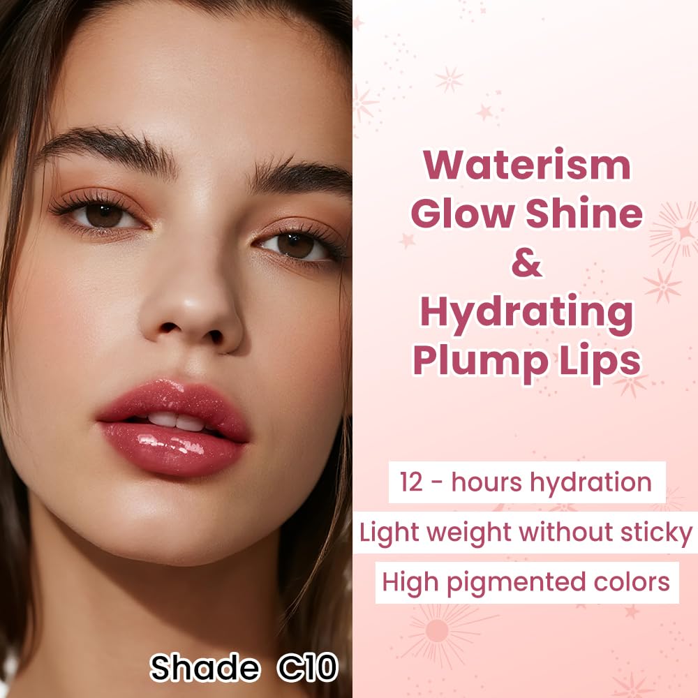 CATKIN Glossy Lip Balm Ultra Hydating Glow Lip Tinted Jelly Plumping Melting Balm Shea Butter Repair Soothing For Dry Lips 0.12 oz C10 HIBISCUS