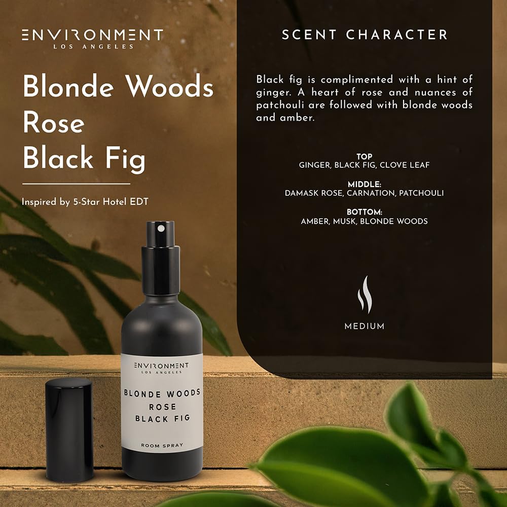ENVIRONMENT Inspired by 5-Star Hotels EDT Room Spray, 100ml Air Freshener (Blonde Woods | Rose | Black Fig) Home Fragrance Accessories, Room Perfume, Room Deodorizer, Vegan & Cruelty-Free