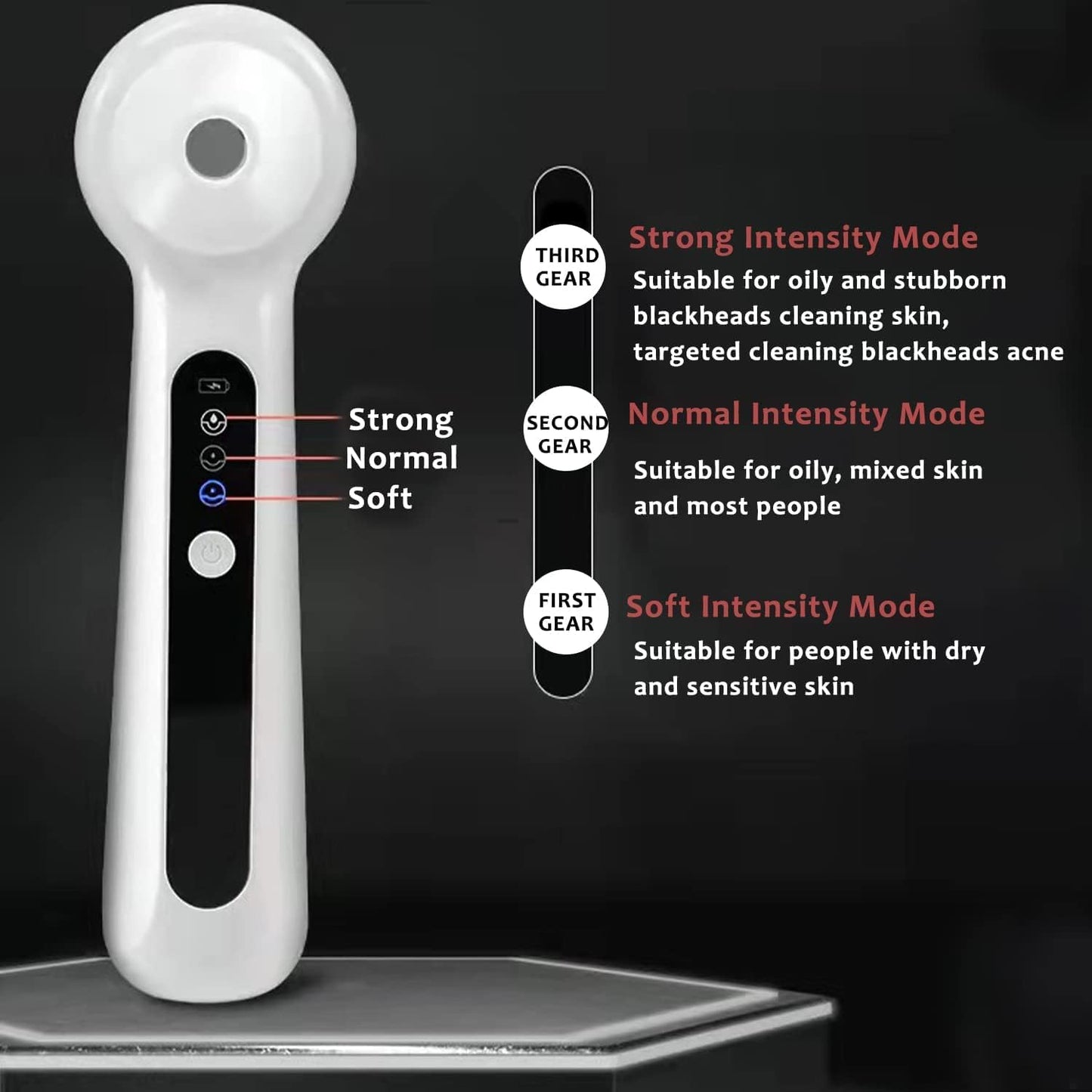 Visible Blackhead Remover Magnifying Glass Microscope Electric Vacuum Cleaner Suction Tool Kit with 3 Silicone Heads Elitzia ETZ9RP