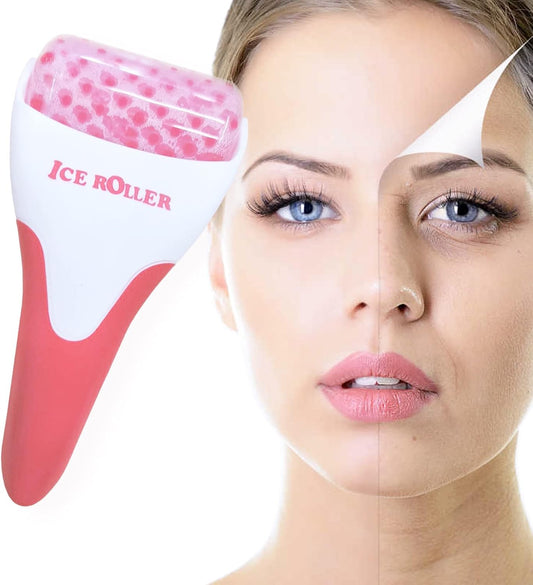 Ice Roller for Face,Cold Facial Massager for Eye Puffiness,Skin Care Tools for Migraine Relief and Blood Circulation (Red)