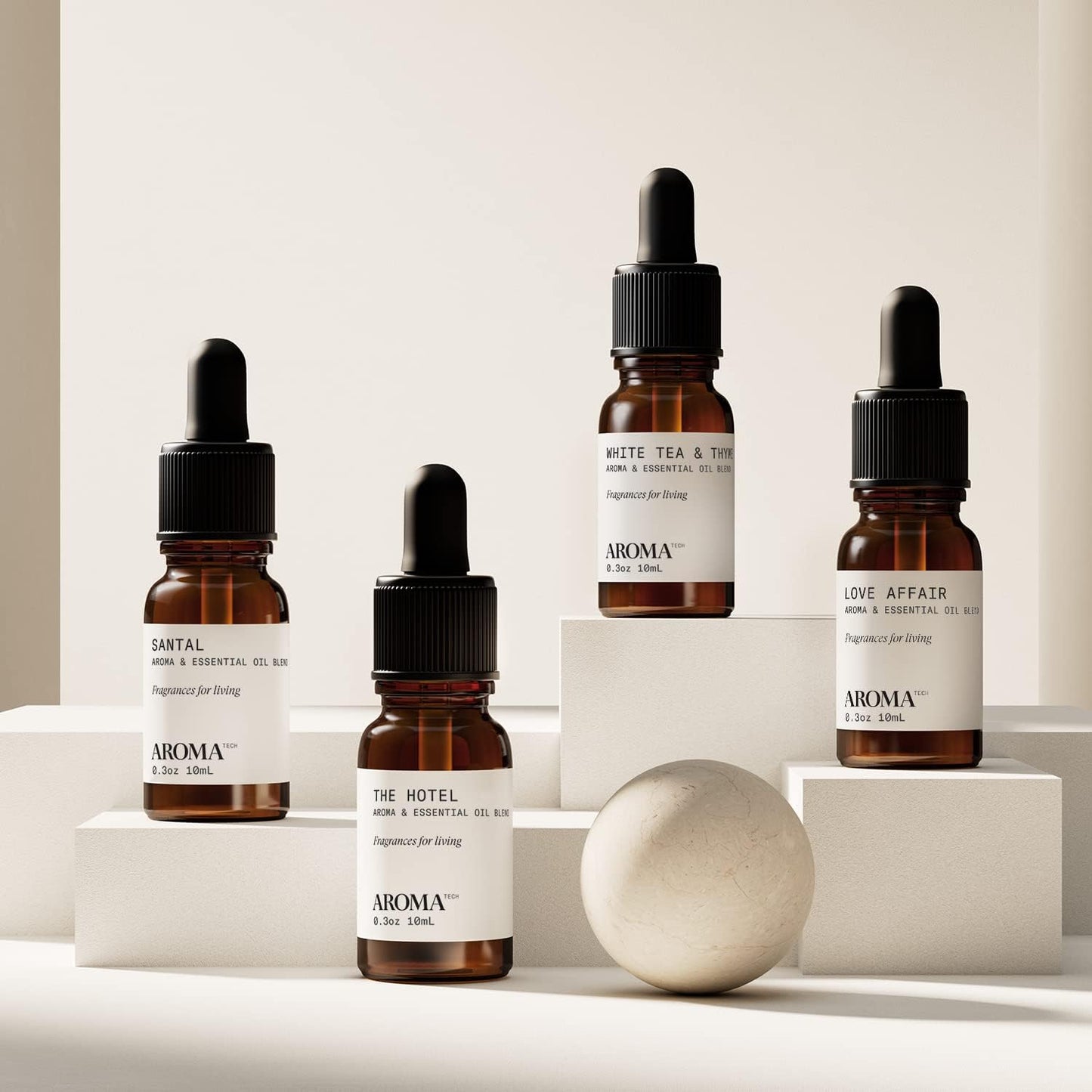 AromaTech The Bestsellers Set | Gift Set of Aroma Diffuser Essential Oils Blend of Santal, The Hotel, White Tea & Thyme, and Love Affair - 10 mL (4 Pack)