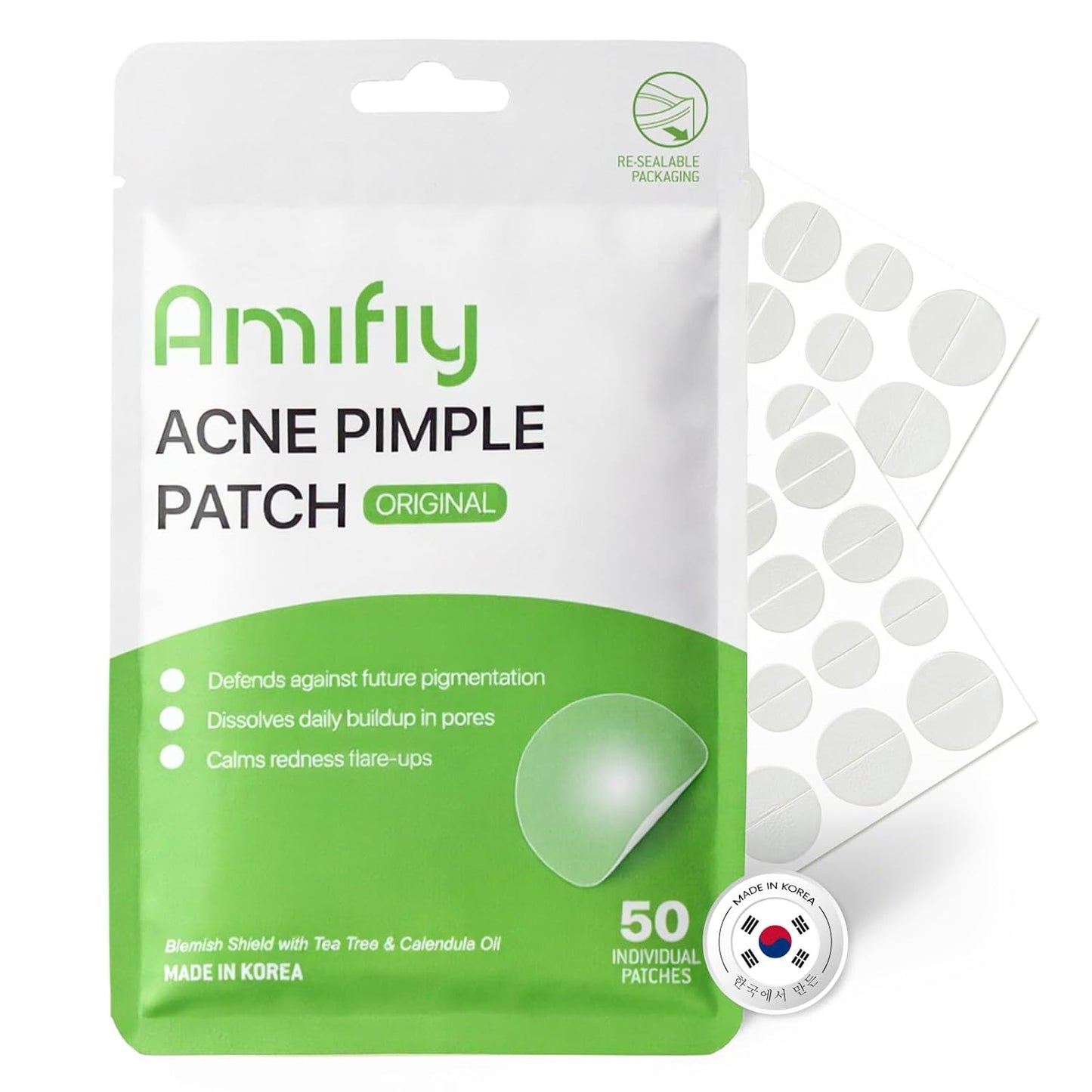 Pimple Patches with Hydrocolloid & Tea Tree – Korean Skincare Invisible Acne Stickers for Face, Oil-Absorbing Zit Dots, Vegan & Cruelty-Free Blemish Treatment, 50 Count (10mm/12mm/14mm)