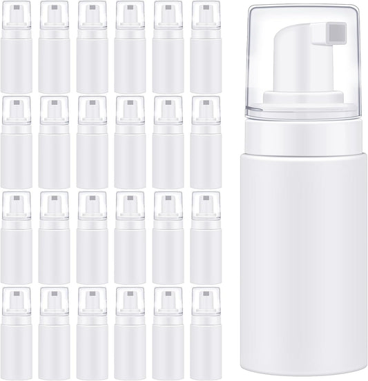 50pcs Foam Pump Bottles 1oz/30ml Plastic Mini Empty Dispenser DIY Travel Face Cleanser Mousse Soap Foam Bottle Refillable Hand Soap Eyelash Shampoo Cosmetics Portable Travel Pack(White)