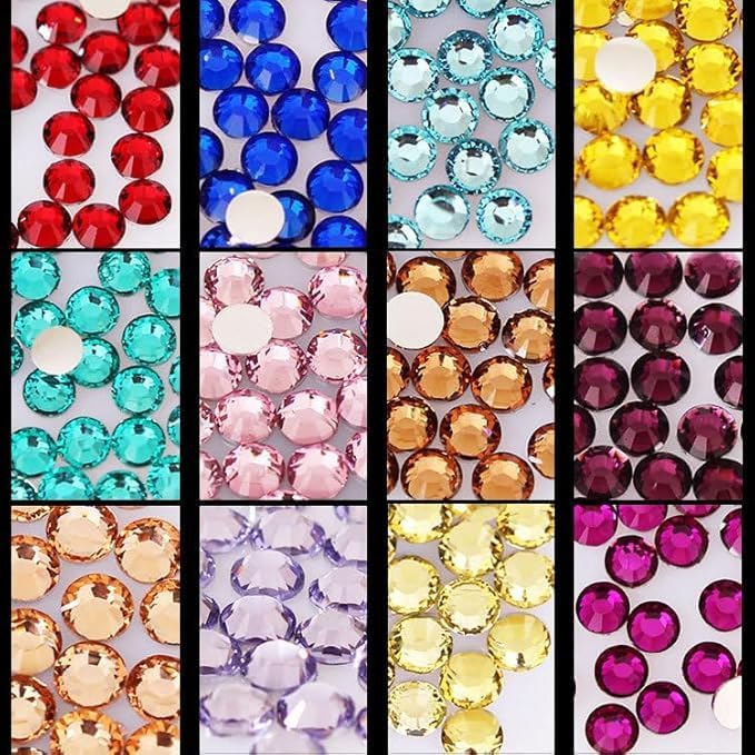 White And Gold Rhinestones with Glue(S8-S30) for Bedazzling,2mm-6mm Non-Hotfix Flatback Nail Gems Beads with B7000, Resin Nail GemsStones Diamond Kit for Bedazzle Crafting, Nails DIY Art Decoration