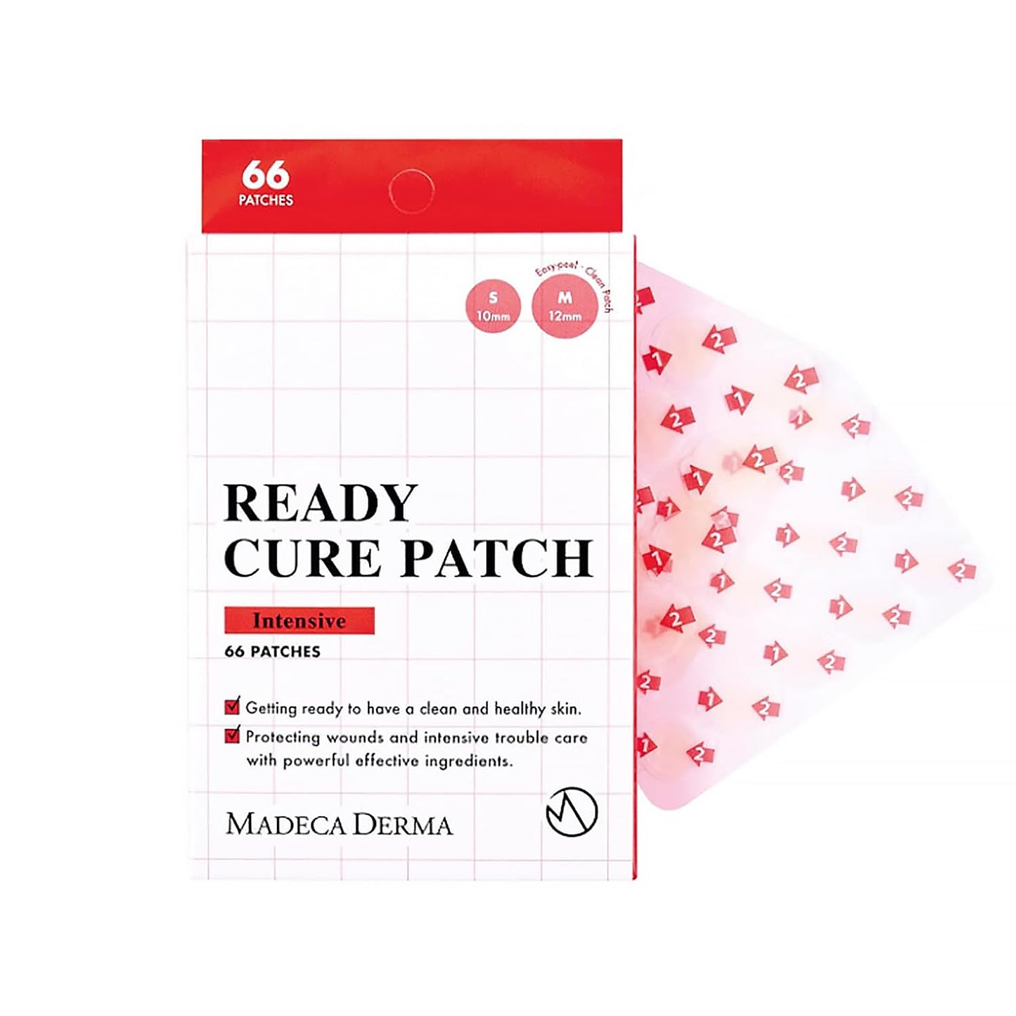 MADECA DERMA Ready Cure Patch Intensive – Powerful Hydrocolloid Patches for Rapid Acne Healing & Skin Renewal, Multi-Size for Targeted Blemish Treatment, Long-Lasting Protection (66 Patches / 10,12mm)
