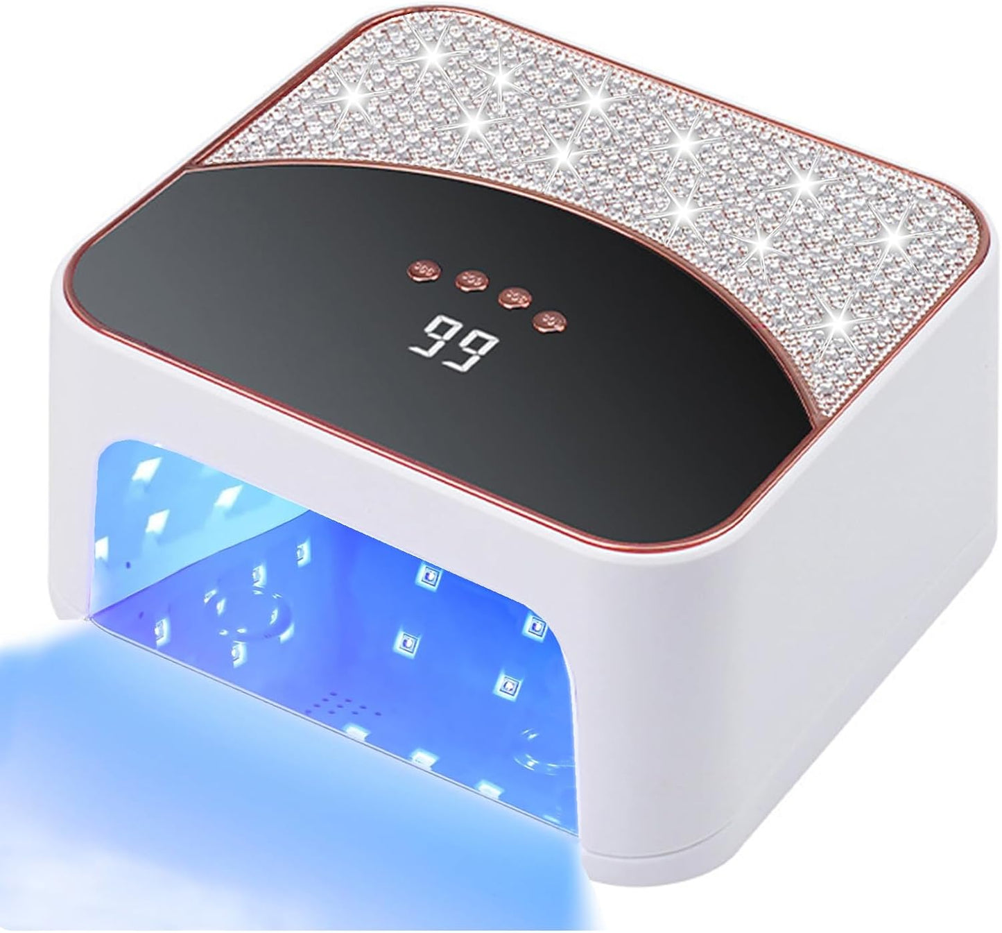 268W UV LED Nail Lamp, Gel Nail Light for Nail Polish UV Dryer with 4 Timers Professional Fast Curing Lamp Nail Art Tools with Rhinestone