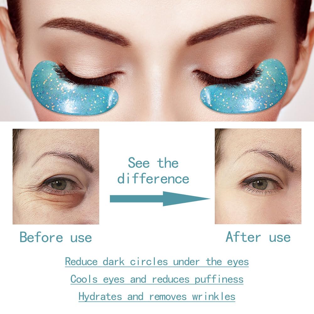Under Eye Patches for Puffy eyes, 10Pairs eye gel pads for Dark Circles and Puffiness, Hyaluronic Acid Eye Pads for Wrinkles Anti Aging Eye Bags Moisturizing, Natural Plants vitamin C Gifts for Women