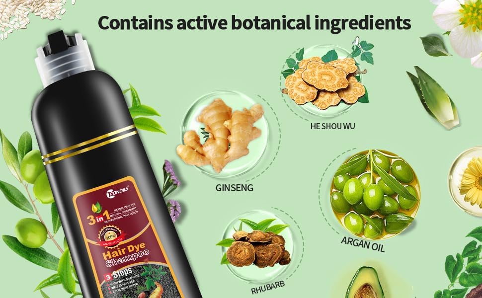 2 Pack Hair Dye shampoo, Leorx Chestnut Brown 3 In 1 Color Shampoo Instant Herbal Coloring Shampoo Refresh Hair For Women&Men - Tintes Para El Cabello Profesional