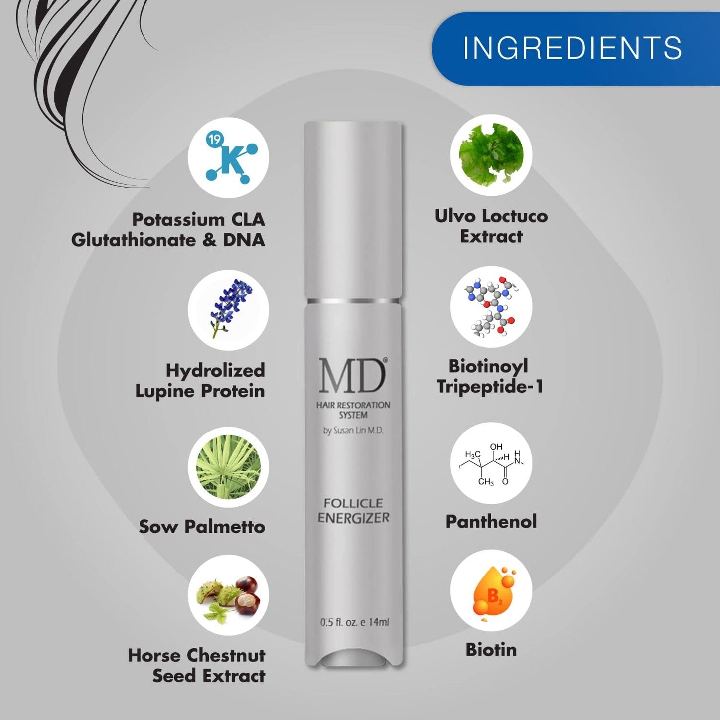 MD Factor Natural Hair Growth Serum | Follicle Energizer Serum - Prevents Thinning Hair & Hair Loss By Stimulating Hair Follicles To Produce Thicker, Fuller Hair (30-Day Supply Per Tube)