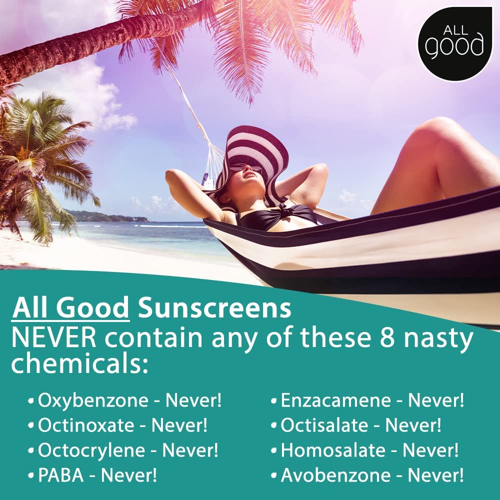 All Good Sport Sunscreen Spray - UVA/UVB Broad Spectrum SPF 30 - Water Resistant, Coral Reef Friendly - Zinc, Calendula, Aloe (6 oz)(2-Pack)