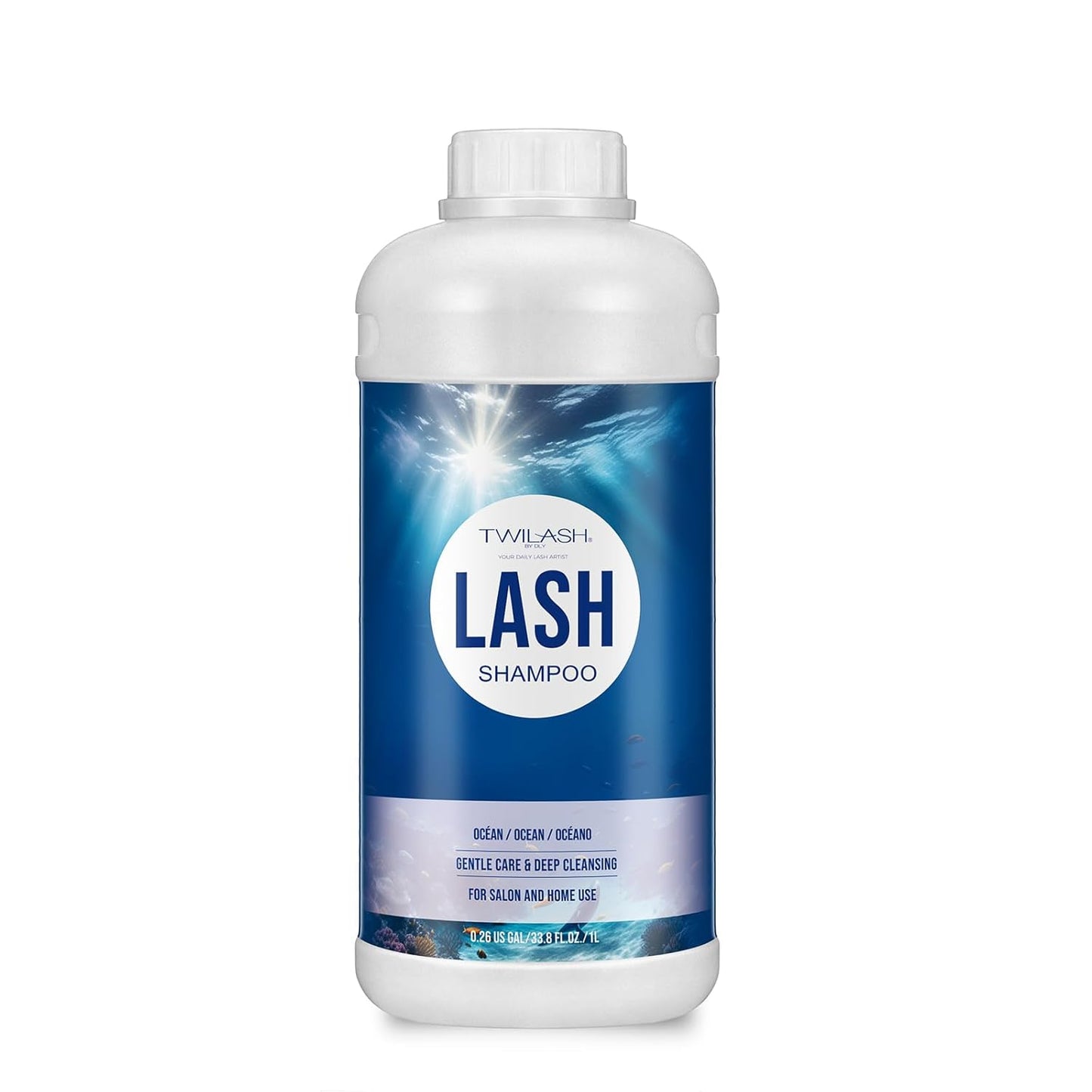 Lash Shampoo Bulk, Eyelash Cleanser for Extensions 1 Liters, Safe Makeup Remover, Non-irritating or Burning Formula Eyelid Foaming Cleanser for Professional Salon and Home Use (Ocean-1L)