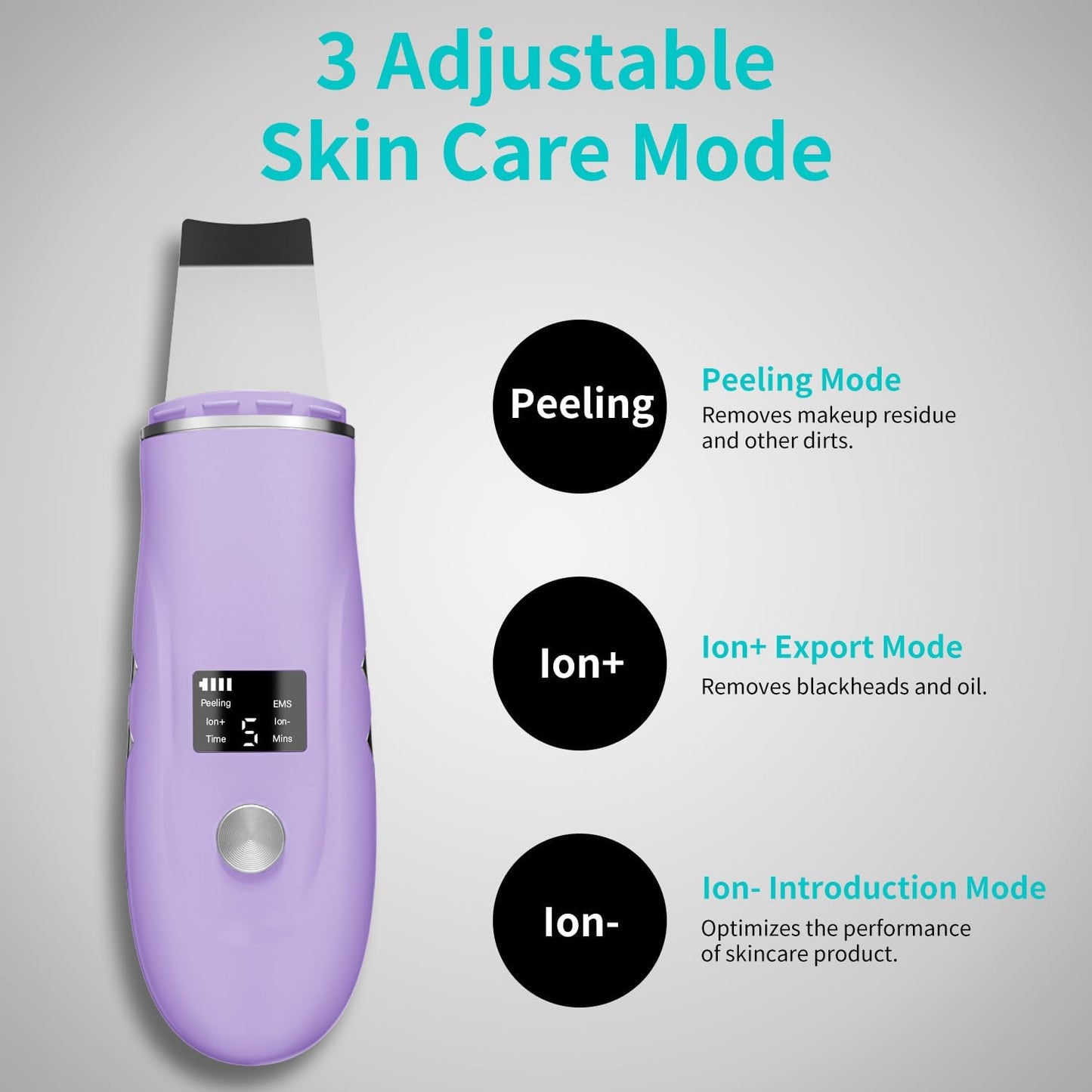 Skin Scrubber Facial Spatula - 4-in-1 Deep Cleansing Tool for Pore Extraction, Fast Charging Dock Blackhead Remover Face Spatula for Facial Skincare Women Gift (Purple)