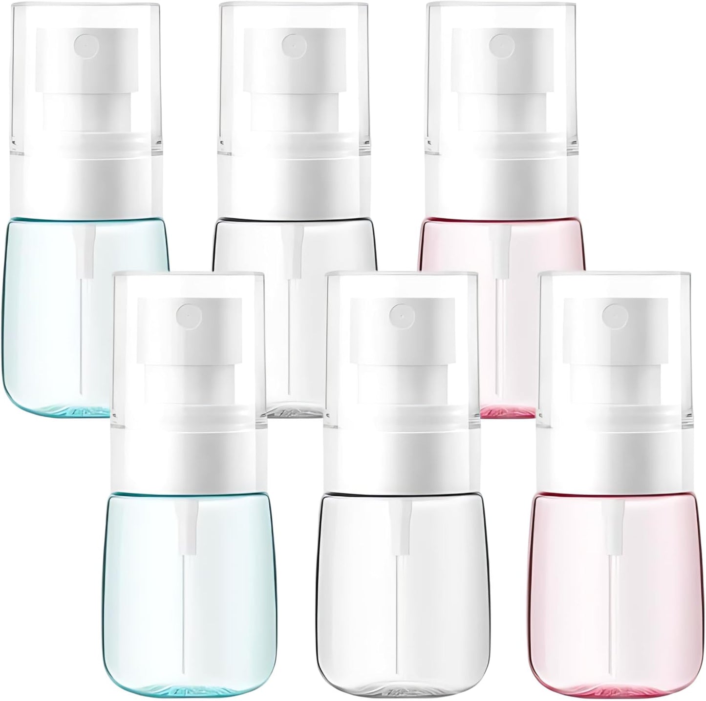 6 Pack 1oz 30ml Travel Spray Bottles TSA Approved - Leakproof Plastic Fine Mist Sprayers for Toiletries, Skincare & Plants, Portable Mini Sprayer Set with Secure Caps & Assorted Colors