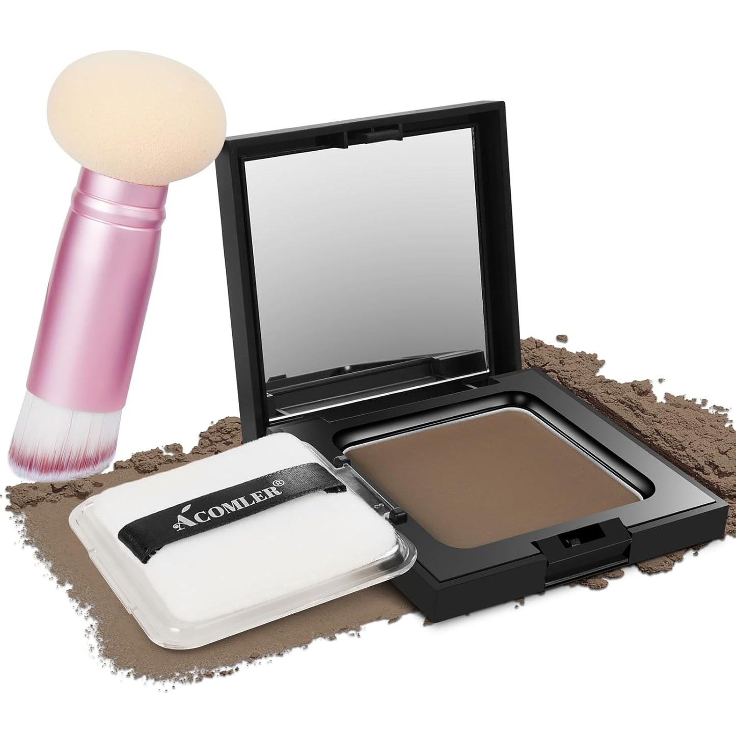 Acomler Root Touch Up Powder, Hairline Powder for Thinning Hair, Root Touch Up Hair Color, Gray Hair Coverage for Women Men Cover Up, Hair Loss Concealer Includes Makeup Brush (Light Brown, 0.42oz)