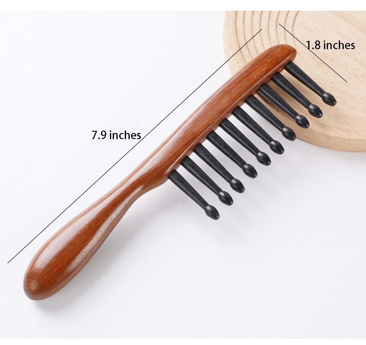 Nine Teeth Meridian Massage Comb - Scalp Massage Comb Gua Sha Ebony Wood Head Massager for Hair Growth, Hair Massage Wooden Gift for Women (Golden sandalwood, 7.9” x 1.8”)